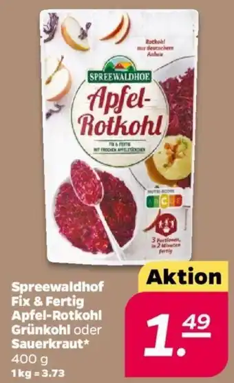 NETTO Spreewaldhof Fix & Fertig Apfel-Rotkohl Grünkohl oder Sauerkraut* 400 g Angebot