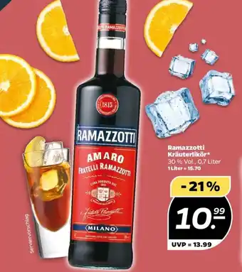 NETTO Ramazzotti Kräuterlikör 0,7 Liter Angebot