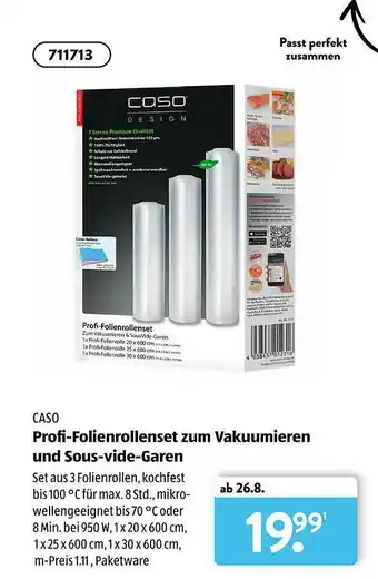 Aldi Süd Caso Profi-folienrollenset Zum Vakuumieren Und Sous-vide-garen Angebot