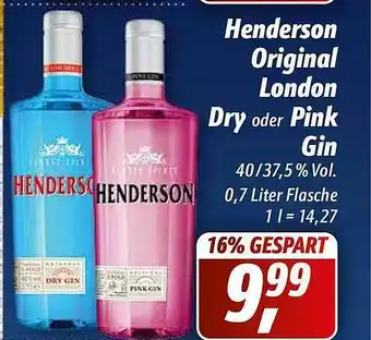 Simmel Henderson Original London Dry Oder Pink Gin Angebot