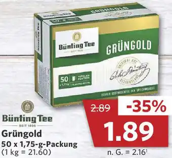 Combi Bünting Tee Grüngold 50x1,75 g Packung Angebot