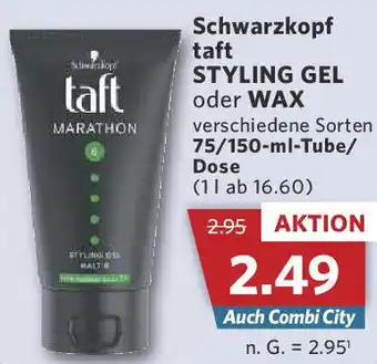 Combi Schwarzkopf taft STYLING GEL oder WAX 75/150-ml-Tube/Dose Angebot