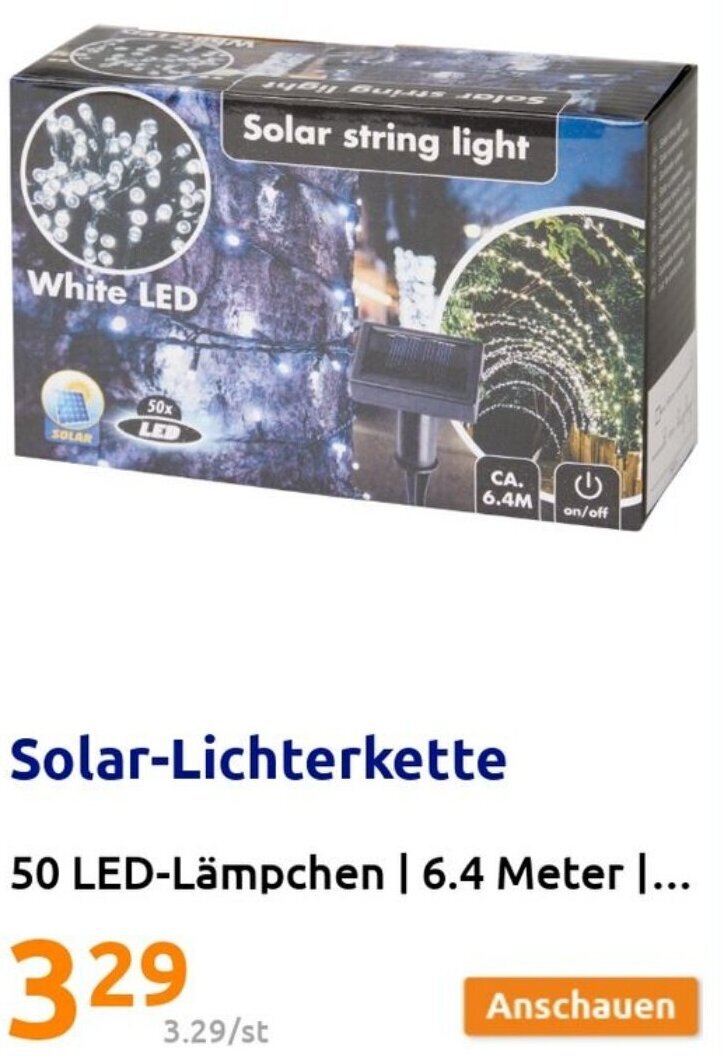 Solar-Lichterkette 50 LED-Lämpchen | 6.4 Meter Angebot bei Action