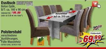 Poco Beton Esstisch, Polsterstuhl Angebot