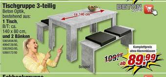 Poco Beton Tischgruppe 3-teilig Angebot