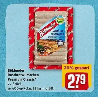 REWE Böklunder Rostbratwürstchen Premium Classic Angebot