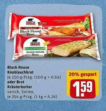 REWE Block House Knoblauch Oder Brot Kräuterbutter Angebot