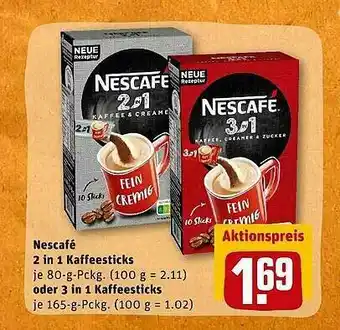 REWE Nescafé 2 In 1 Kaffeesticks Oder 3 In 1 Kaffeesticks Angebot