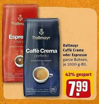 REWE Dallmayr Caffe Crema Oder Espresso Angebot