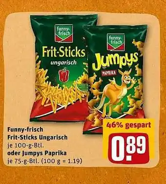 REWE Funny Frisch Frit-sticks Ungarisch Oder Jumpys Paprika Angebot