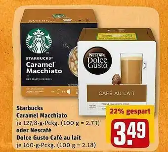 REWE Starbucks Caramel Macchiato Oder Nescafé Dolce Gusto Café Au Lait Angebot