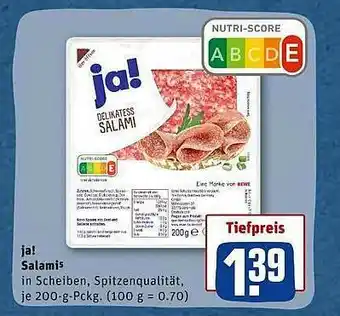 REWE Ja! Salami Angebot