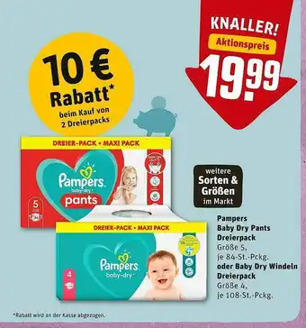 REWE Pampers Baby Dry Pants Dreierpack Oder Baby Dry Windeln Dreierpack Angebot