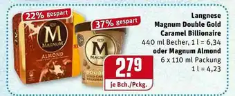 REWE Langnese Magnum Double Gold Caramel Billionaire Oder Magnum Almond Angebot