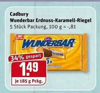 REWE Cadbury Wunderbar Erdnuss-karamell-riegel Angebot