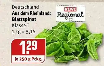 REWE Deutschland Asu Dem Rheinland Blattspinat Angebot