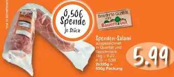 Edeka Bauern Gut Spenden-Salami 650g Packung Angebot