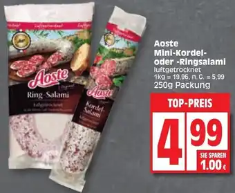 Edeka Aoste Mini-Kordel-oder Ringsalami 250 g Packung Angebot