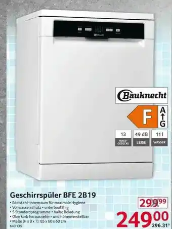 Selgros Bauknecht Geschirrspüler Bfe 2b19 Angebot