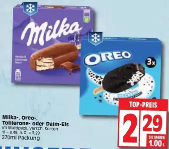 Edeka Milka, Oreo, Toblerone oder Daim-Eis 270 ml Packung Angebot