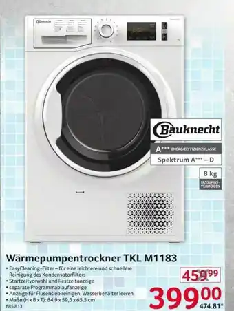 Selgros Bauknecht Wärmepumpentrockner Tkl M1183 Angebot