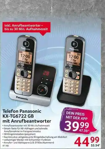 Selgros Telefon Panasonic Kx-tg6722gb Mit Anrufbeantworter Angebot