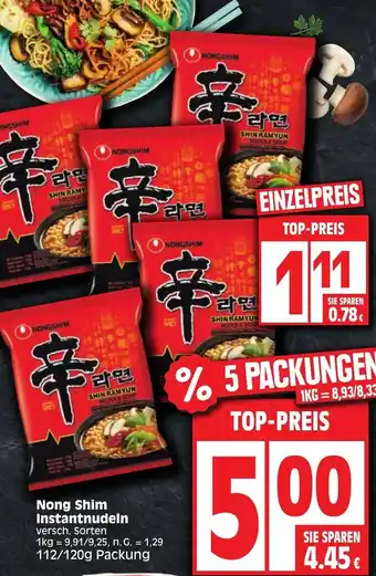 Edeka Nong Shim Instantnudeln 112/120 g Packung Angebot