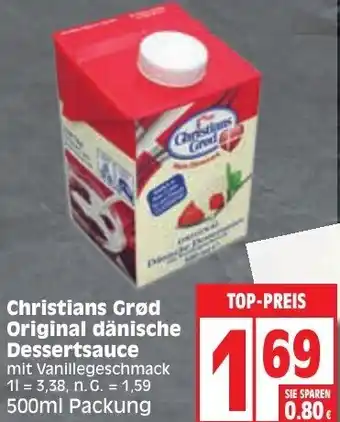 Edeka Christians Grød Original dänische Dessertsauce 500 ml Packung Angebot