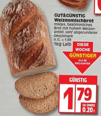 Edeka GUT&GÜNSTIG Weizenmischbrot 1kg Laib Angebot