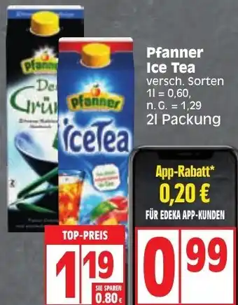 Edeka Pfanner Ice Tea 2 L Packung Angebot