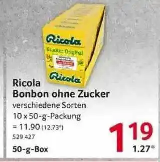 Selgros Ricola Bonbon Ohne Zucker Angebot