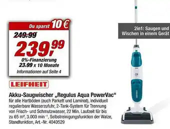 toom Baumarkt Leifheit Akku-saugwischer „regulus Aqua Powervac” Angebot