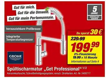 toom Baumarkt Grohe Spültischarmatur „get Professional” Angebot