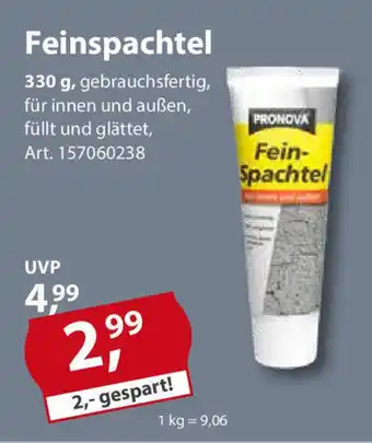 Sonderpreis Baumarkt PRONOVA Feinspachtel 330 g Angebot