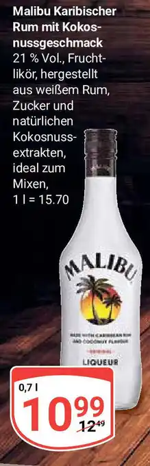 Globus Malibu Karibischer Rum mit Kokos-nussgeschmack 0,7 l Angebot