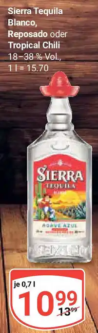 Globus Sierra Tequila Blanco, Reposado oder Tropical Chili 0,7 l Angebot