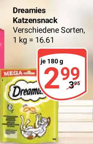 Globus Dreamies Katzensnack 180 g Angebot