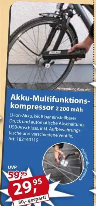 Sonderpreis Baumarkt Akku-Multifunktions-kompressor 2200 mAh Angebot