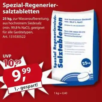 Sonderpreis Baumarkt Spezial-Regenerier-salztabletten 25kg Angebot