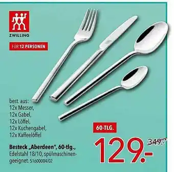 Schaffrath Zwilling Besteck „aberdeen” 60 Tlg. Angebot