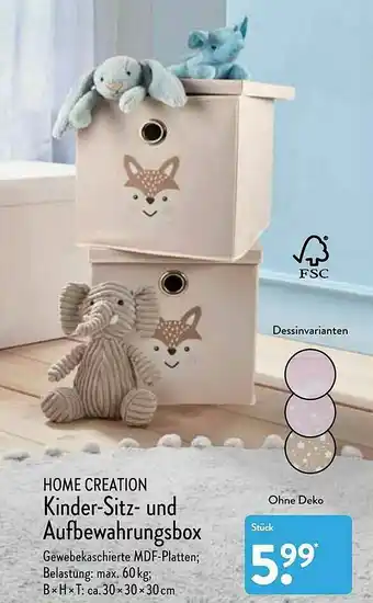 Aldi Nord Home Creation Kinder-sitz Und Aufbewahrungsbox Angebot