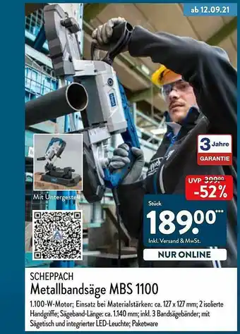 Aldi Nord Scheppach Metallbandsäge Mbs1100 Angebot