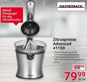 Selgros GASTROBACK Zitruspresse Advanced 41150 Angebot