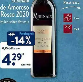 Aldi Nord Rubinaia De Amorozo Rosso 2020 Angebot