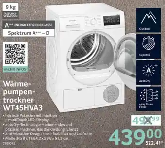 Selgros Siemens Wärmepumpentrockner WT45HVA3 Angebot