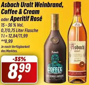 Simmel Asbach Uralt Weinbrand, Coffee & Cream oder Aperitif Rosé 0,7/0,75 Liter Flasche Angebot