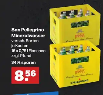 Handelshof San Pellegrino Mineralwasser je Kasten 16 x 0,75 | Flaschen Angebot