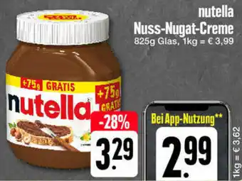 Edeka nutella Nuss-Nugat-Creme 825g Glas Angebot