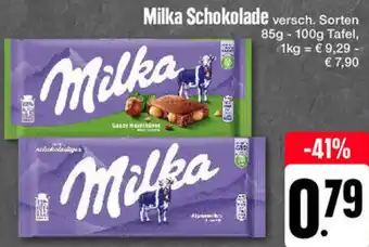 Edeka Milka Schokolade 85g - 100g Tafel Angebot