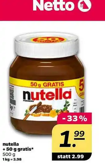 NETTO Nutella + 50 g gratis Angebot